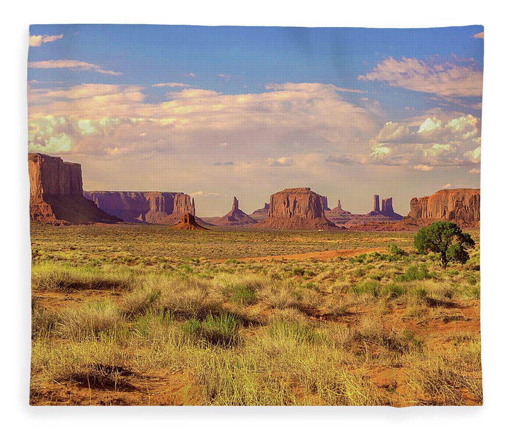 Tranquility Fleece Blanket featuring the photograph Monument Valley National Monument by Www.35mmnegative.com