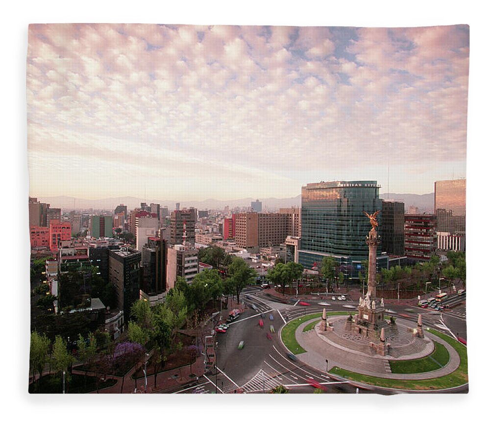 Mexico City Fleece Blanket featuring the photograph Monumento A La Independencia, Mexico by Walter Bibikow