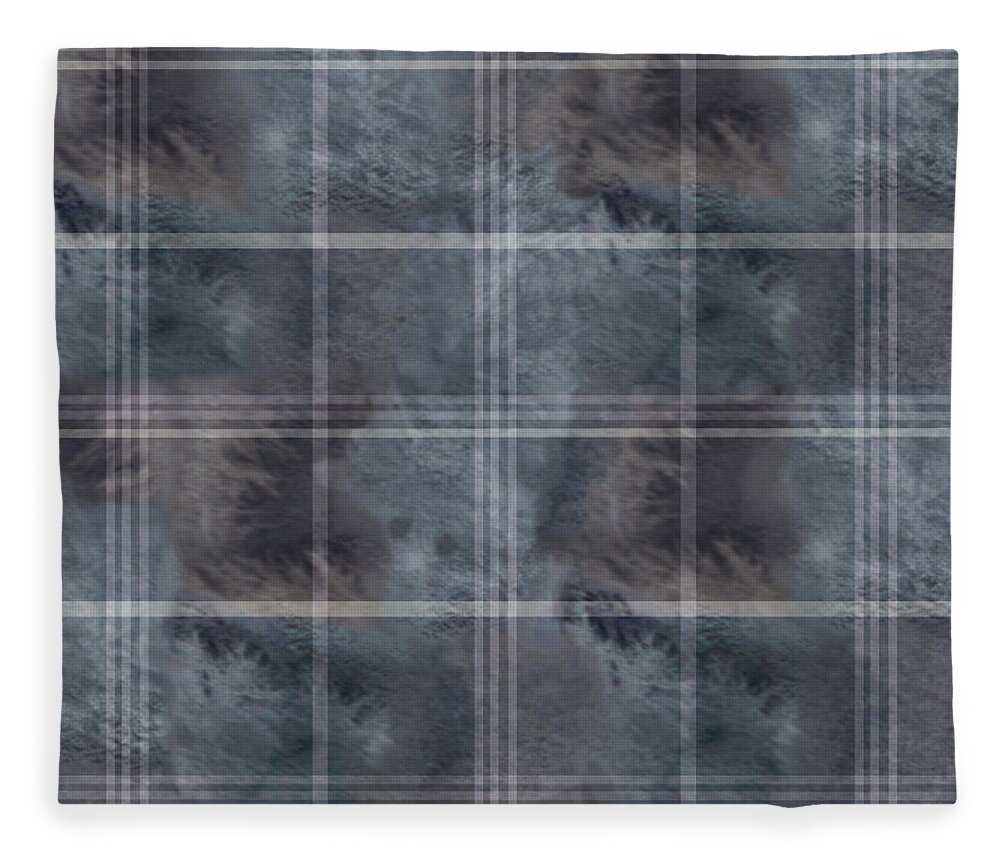 Pattern Fleece Blanket featuring the digital art Moody Blue Plaid by Sand And Chi