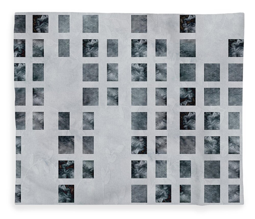 Contemporary Fleece Blanket featuring the digital art Moody Blues Data Pattern by Sand And Chi