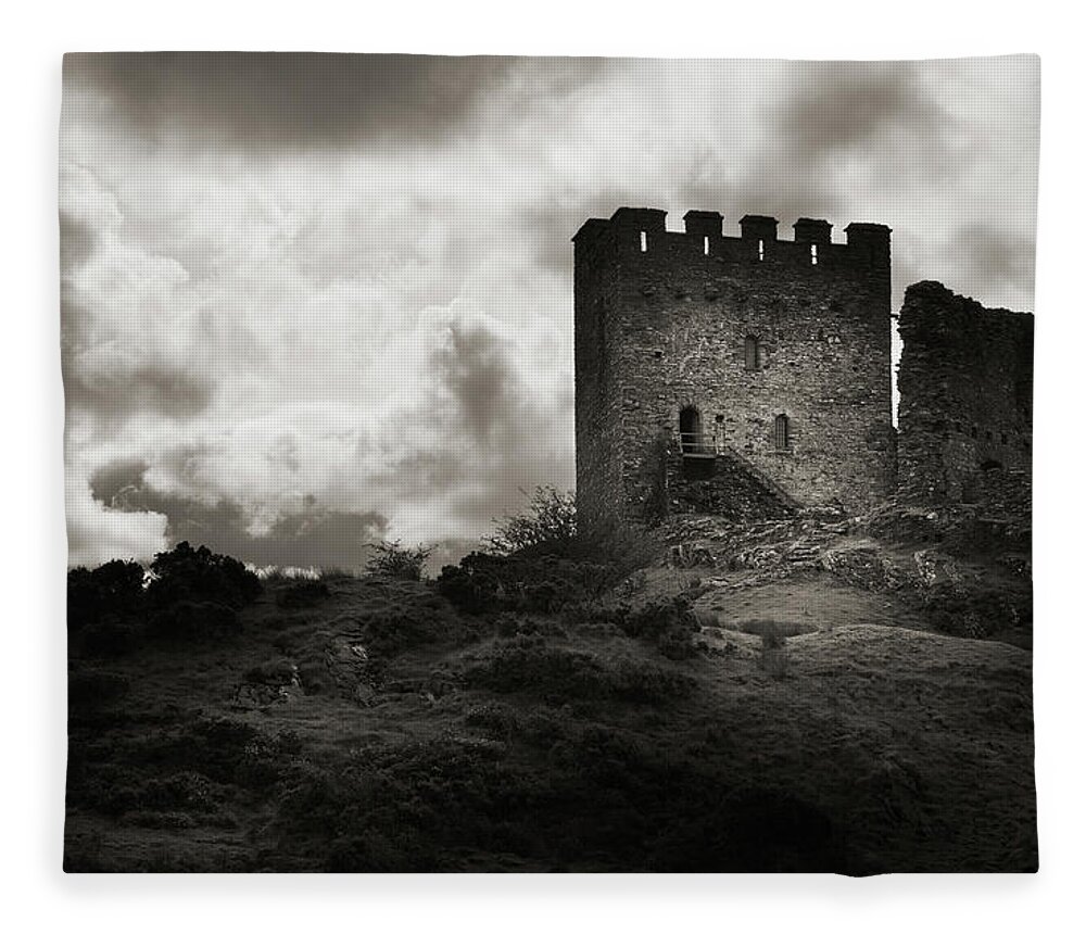 Circa 13th Century Fleece Blanket featuring the photograph Moody Old Castle Ruin by Nicolasmccomber