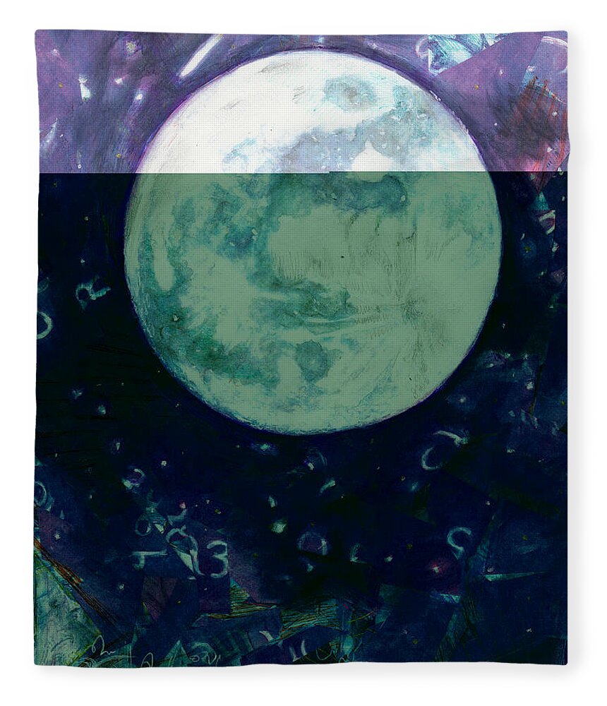 Moon Fleece Blanket featuring the painting Moon by Jeremy Robinson