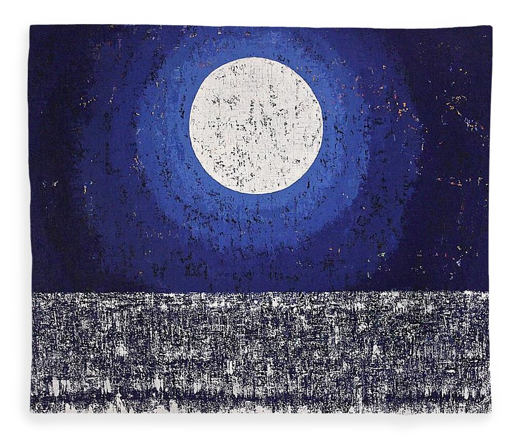 Moon Fleece Blanket featuring the painting Moonbathing original painting by Sol Luckman