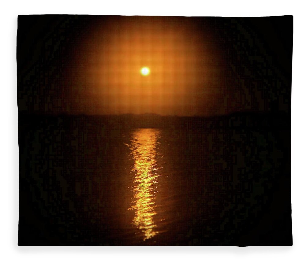 Sunset From The Lake House Fleece Blanket featuring the painting Sunset from the Lake House by Daniel Nelson