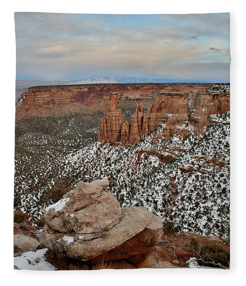 Colorado National Monument Fleece Blanket featuring the photograph Moonrise over Colorado National Monument by Ray Mathis