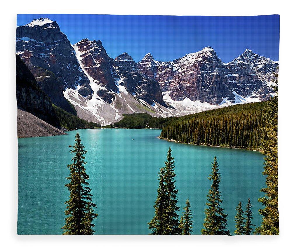 Scenics Fleece Blanket featuring the photograph Moraine Lake, Banff National Park by Edwin Chang Photography