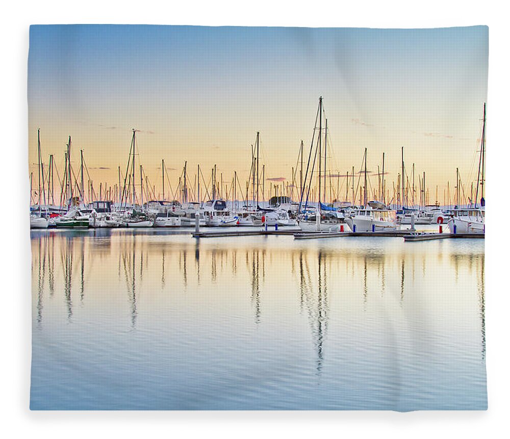 Tranquility Fleece Blanket featuring the photograph Moreton Bay Marina by Brisbane Architectual And Landscape Photographer