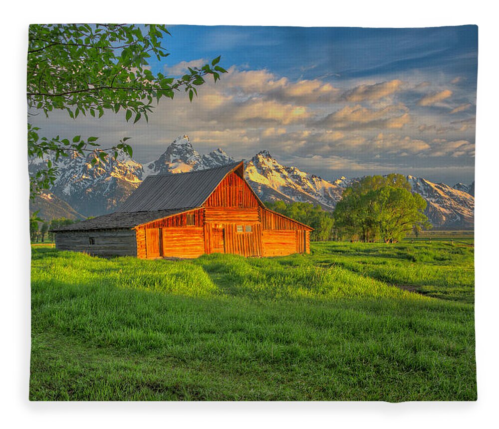 Mormon Row Fleece Blanket featuring the photograph Mormon Row Barn 2011-06 03 by Jim Dollar