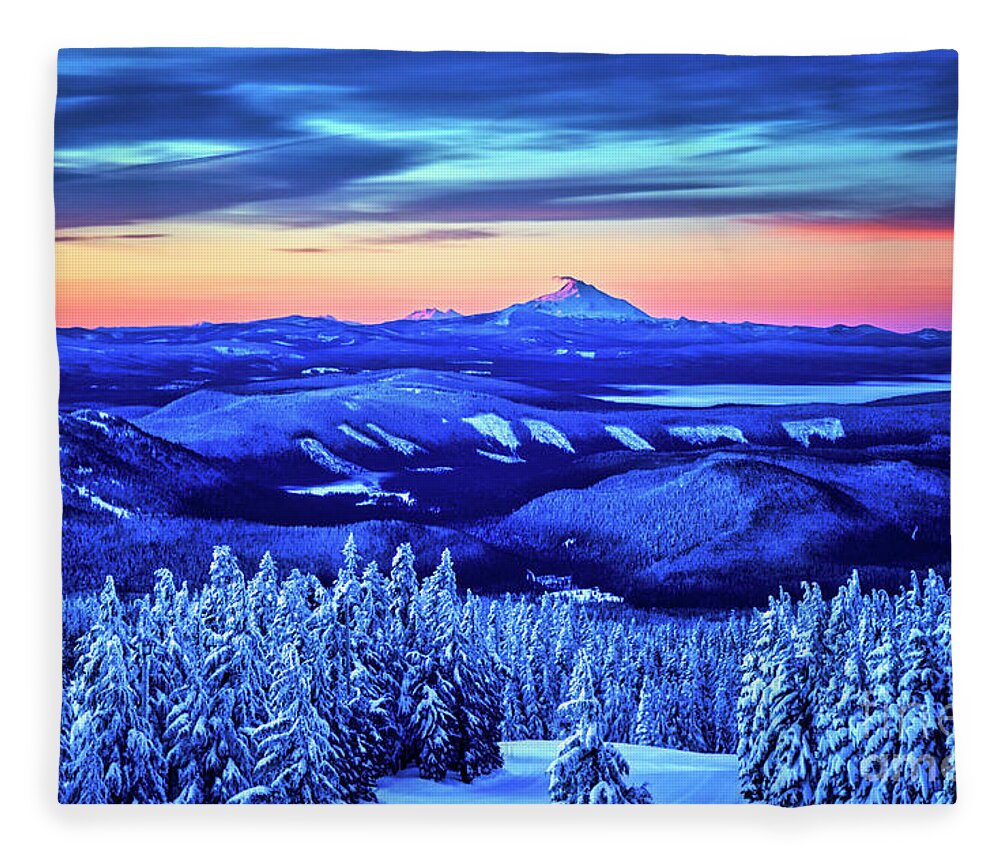 Winter Fleece Blanket featuring the photograph Morning from Timberline Lodge by Bruce Block