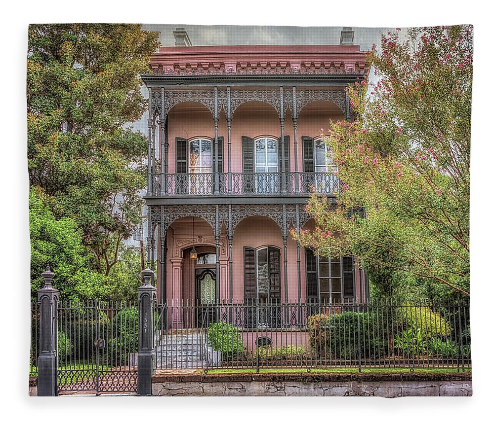 Garden District Fleece Blanket featuring the photograph Morris Israel House by Susan Rissi Tregoning
