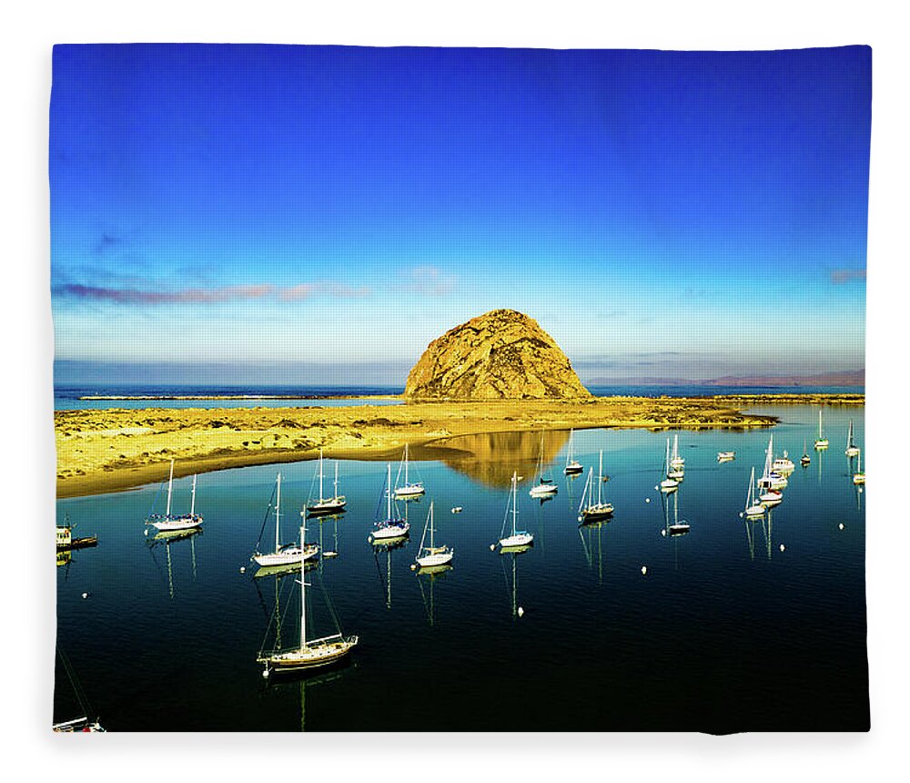 Steve Bunch Fleece Blanket featuring the photograph Morro Bay Harbor in the morning by Steve Bunch