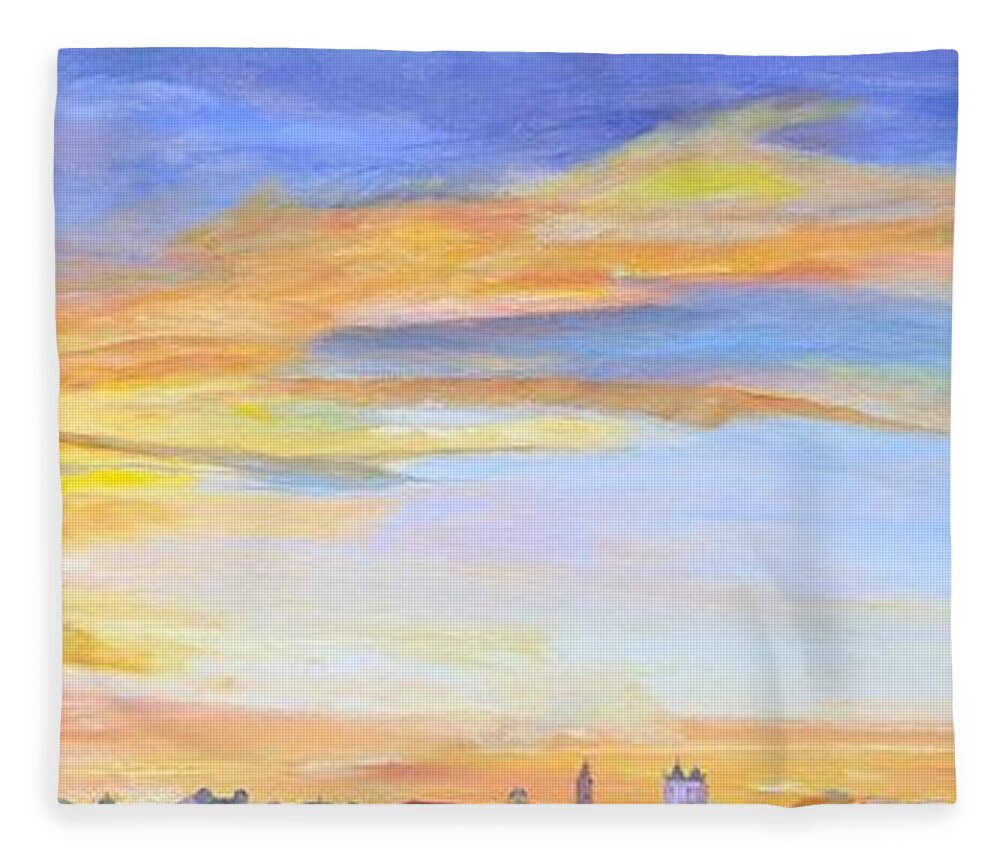 Sunset Fleece Blanket featuring the painting Mortal by Kate Conaboy