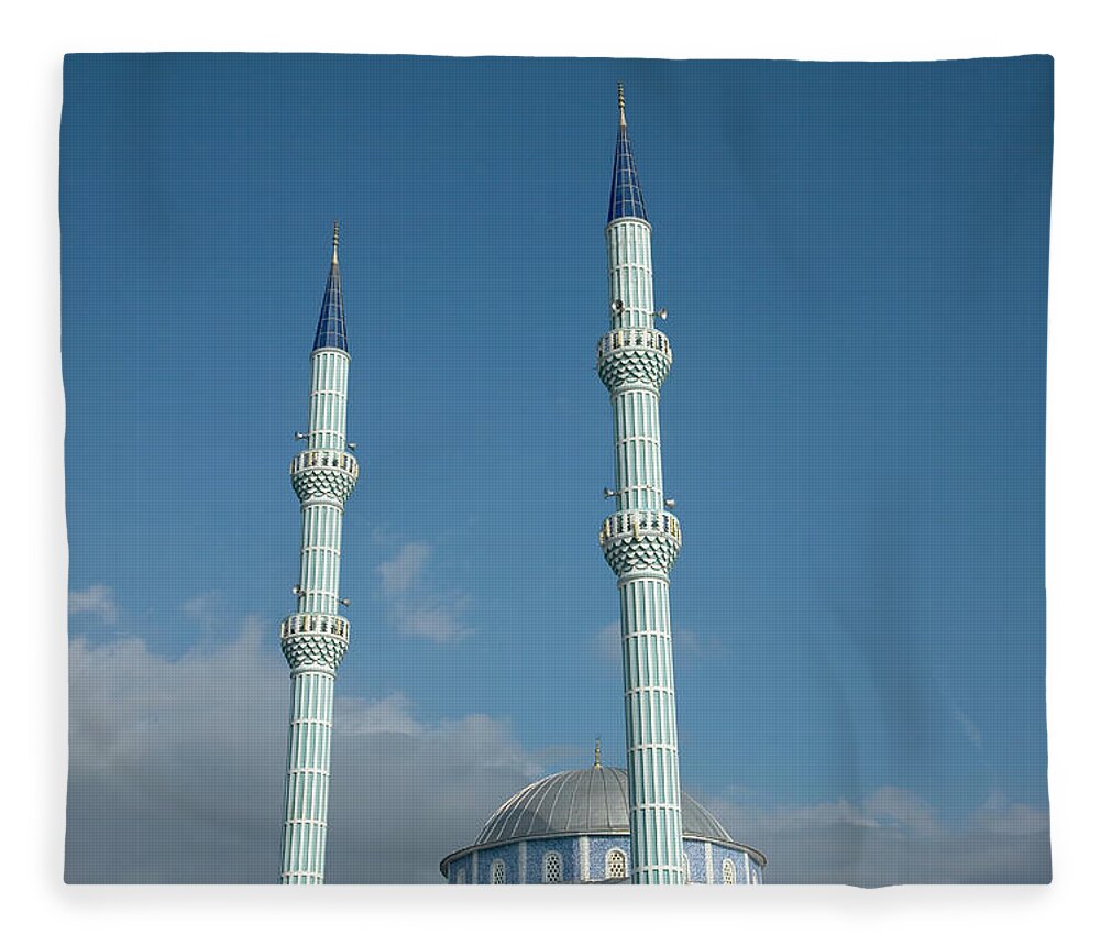 Mosque Fleece Blanket featuring the photograph Mosque Minarets by Julian Ward