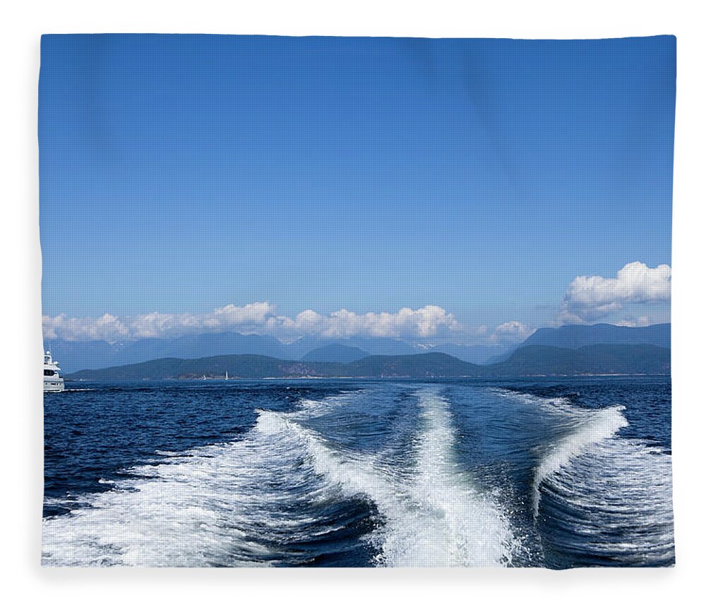Water's Edge Fleece Blanket featuring the photograph Motor Yacht Boat Wake Motorboating by Laughingmango