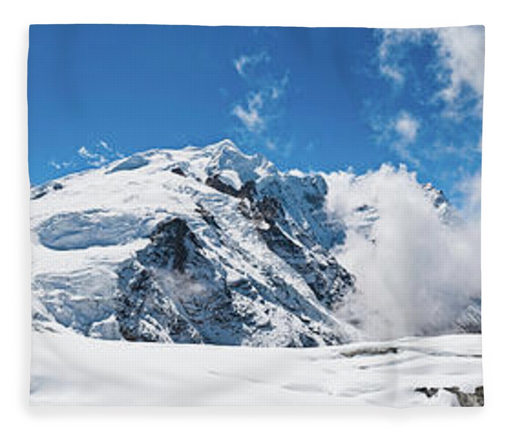 Scenics Fleece Blanket featuring the photograph Mountaineers Climbing Snow Glacier Peak by Fotovoyager