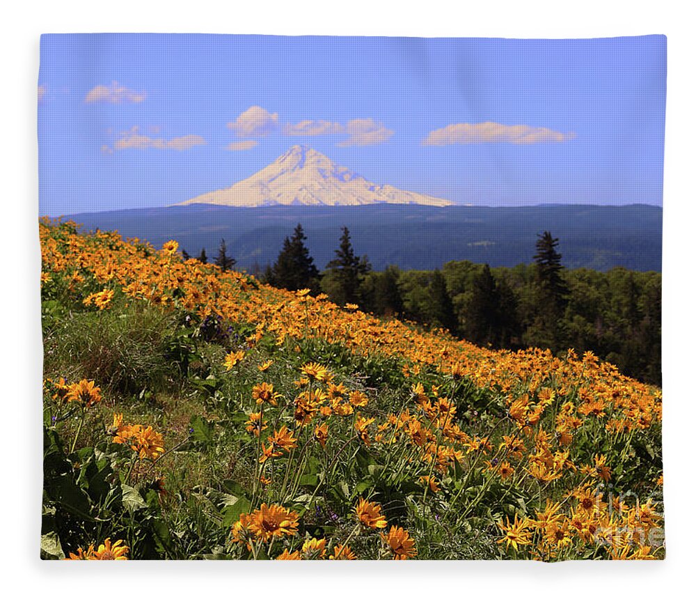 Oak Tree Fleece Blanket featuring the photograph Mt. Hood, Rowena Crest by Jeanette French