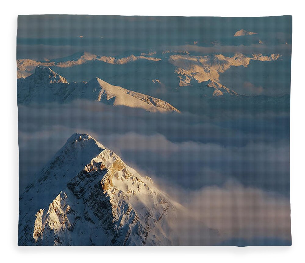 Mt. Zugspitze 6 - Bavaria Germany Fleece Blanket by Wingmar - Photos.com