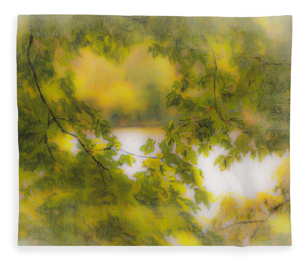 Trees Fleece Blanket featuring the photograph My Heart is at the Lake by Diane Lindon Coy