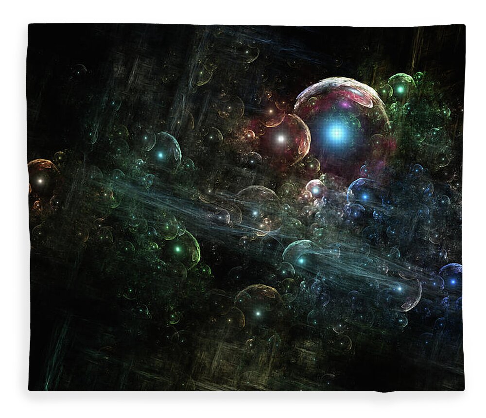 Fractals Fleece Blanket featuring the digital art Mystery Of The Orb Cluster by Rolando Burbon