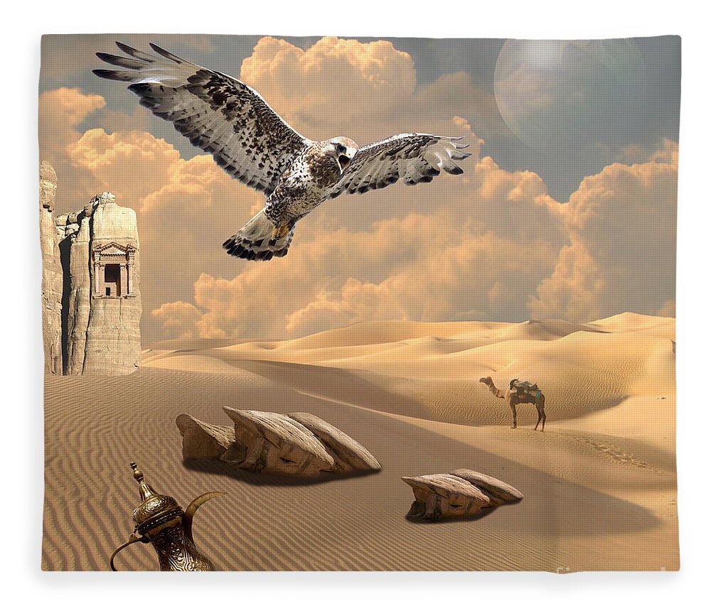 Desert Fleece Blanket featuring the digital art Mystica of desert by Alexa Szlavics