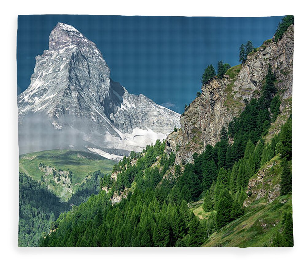 Zermatt Fleece Blanket featuring the photograph Mystical Matterhorn by Marcy Wielfaert