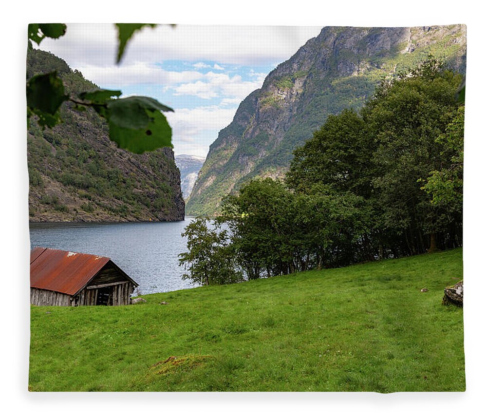 Nature Fleece Blanket featuring the photograph Naeroyfjord, Norway by Andreas Levi