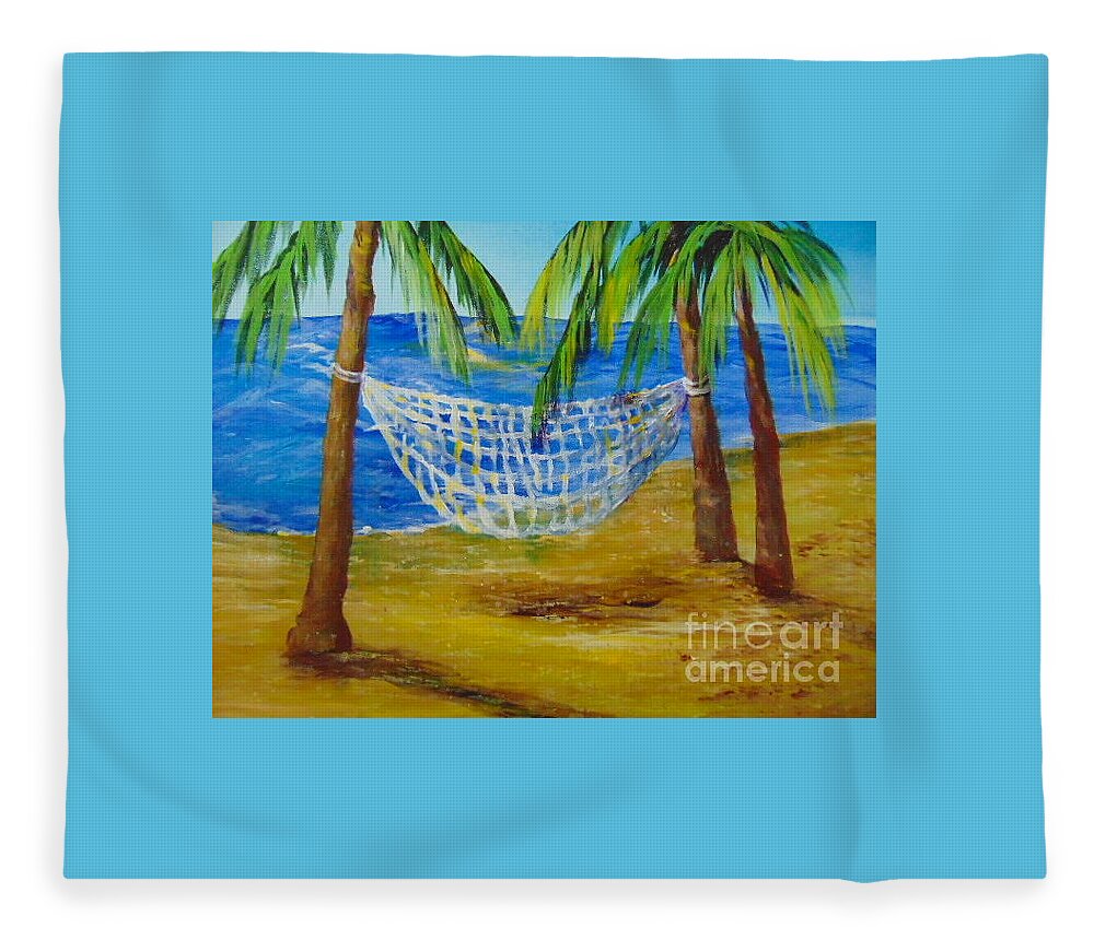 Hammock Fleece Blanket featuring the painting Nap Time by Saundra Johnson