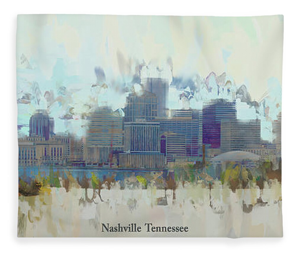 Nashville Fleece Blanket featuring the digital art Nashville Skyline by Bonnie Willis