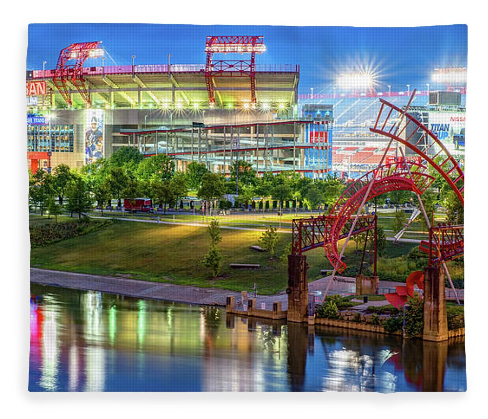Nashville Football Fleece Blanket featuring the photograph Nashville Tennessee Football Stadium Panoramic by Gregory Ballos