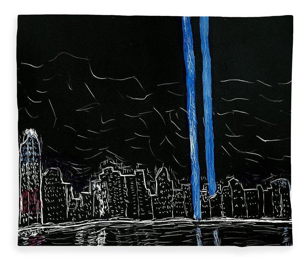 9-11 Fleece Blanket featuring the photograph Never Forget by Branwen Drew