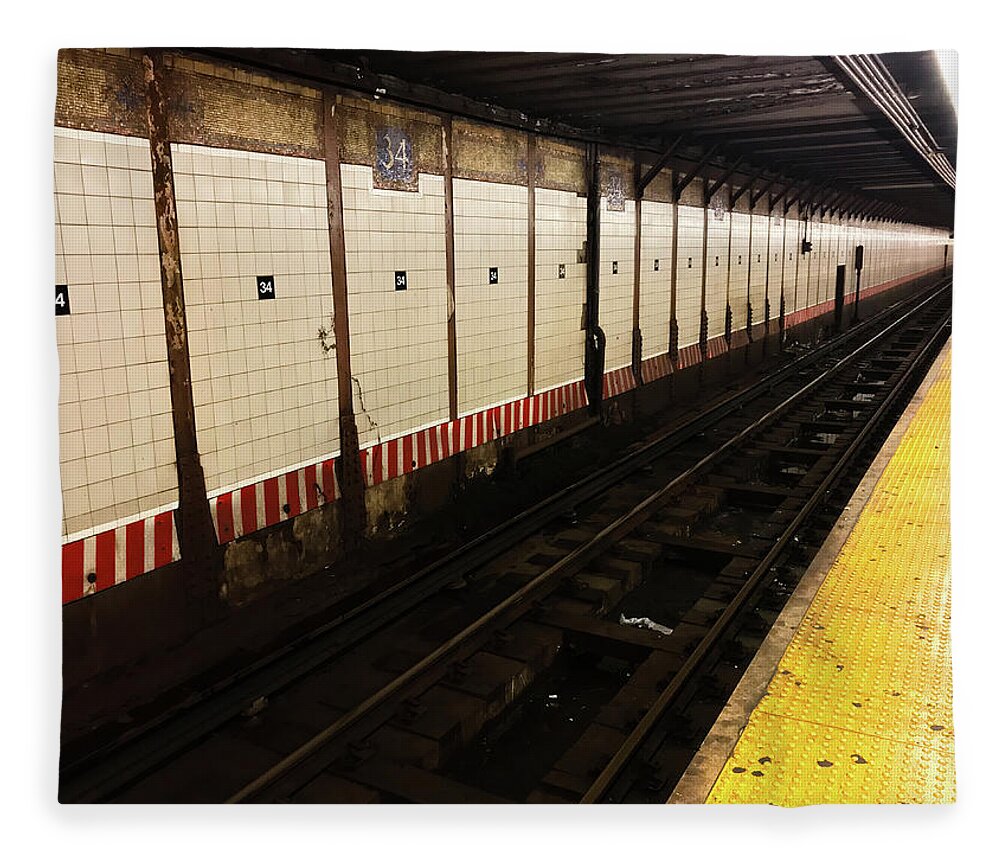 New York Subway Fleece Blanket featuring the photograph New York City Subway Line by Shane Kelly