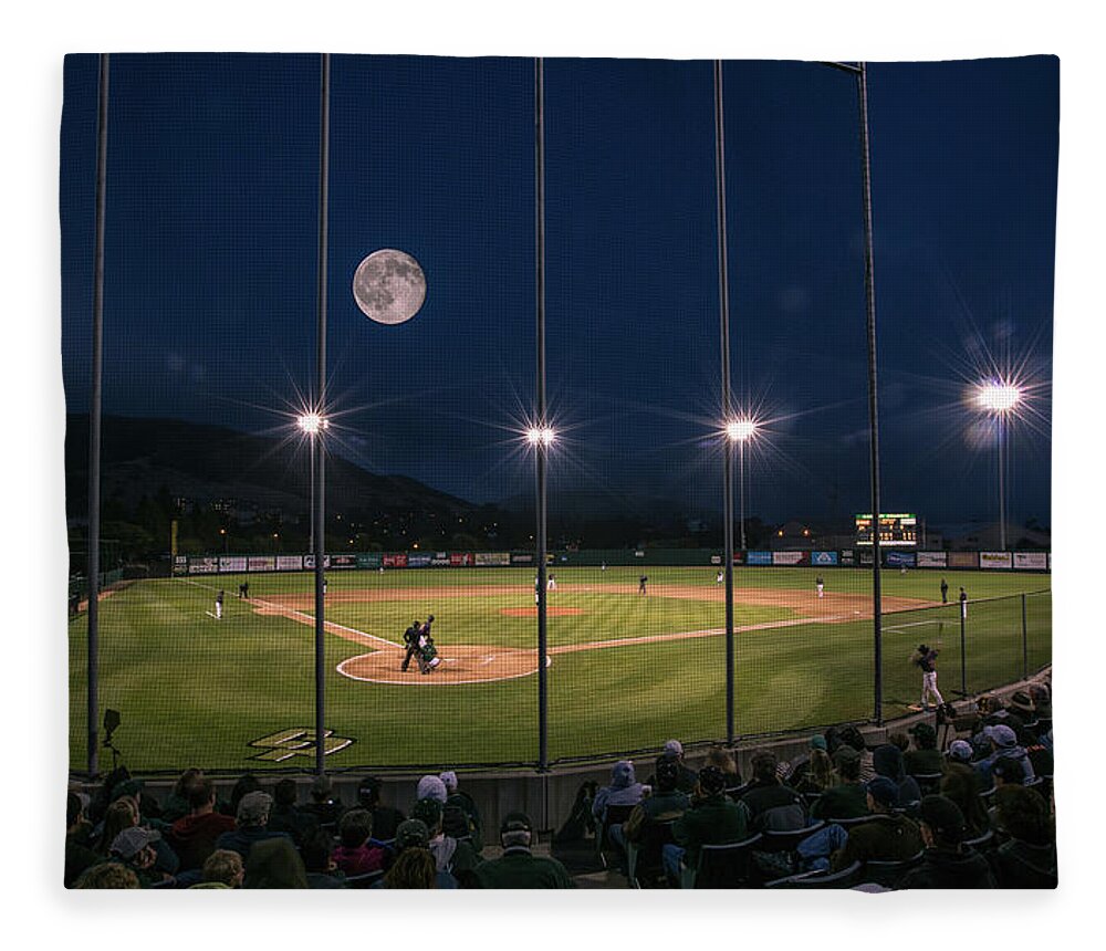 Baseball Fleece Blanket featuring the photograph Night Game by Mike Long