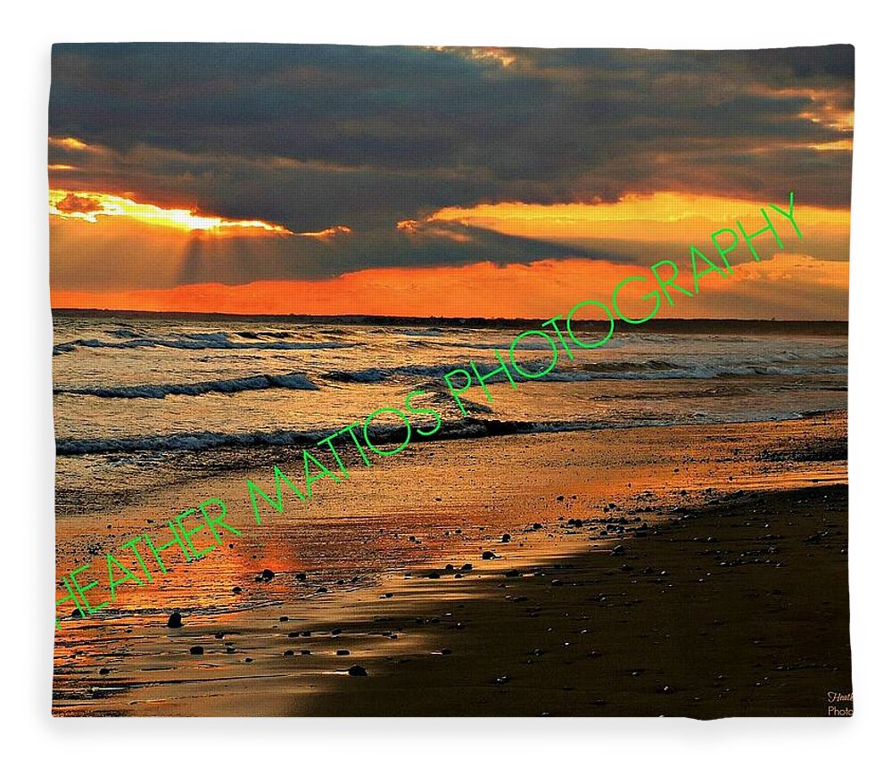 Ocean Fleece Blanket featuring the photograph Night Lights New England by Heather M Photography