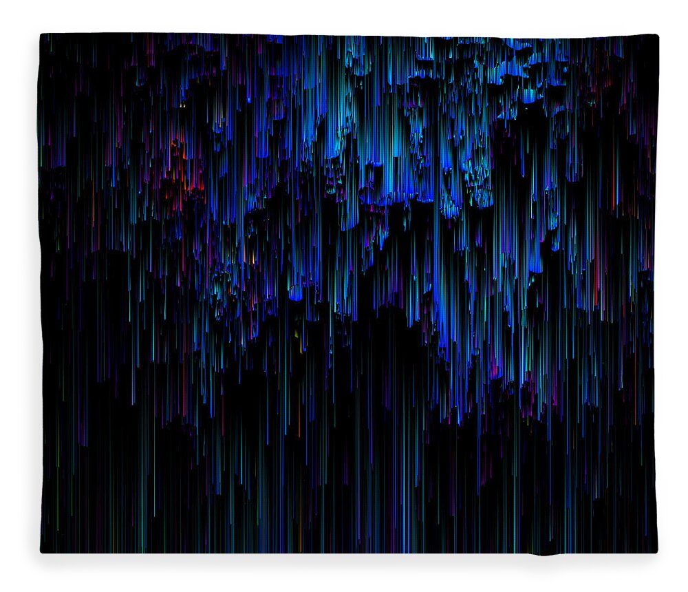 Glitch Fleece Blanket featuring the digital art Night Rain by Jennifer Walsh