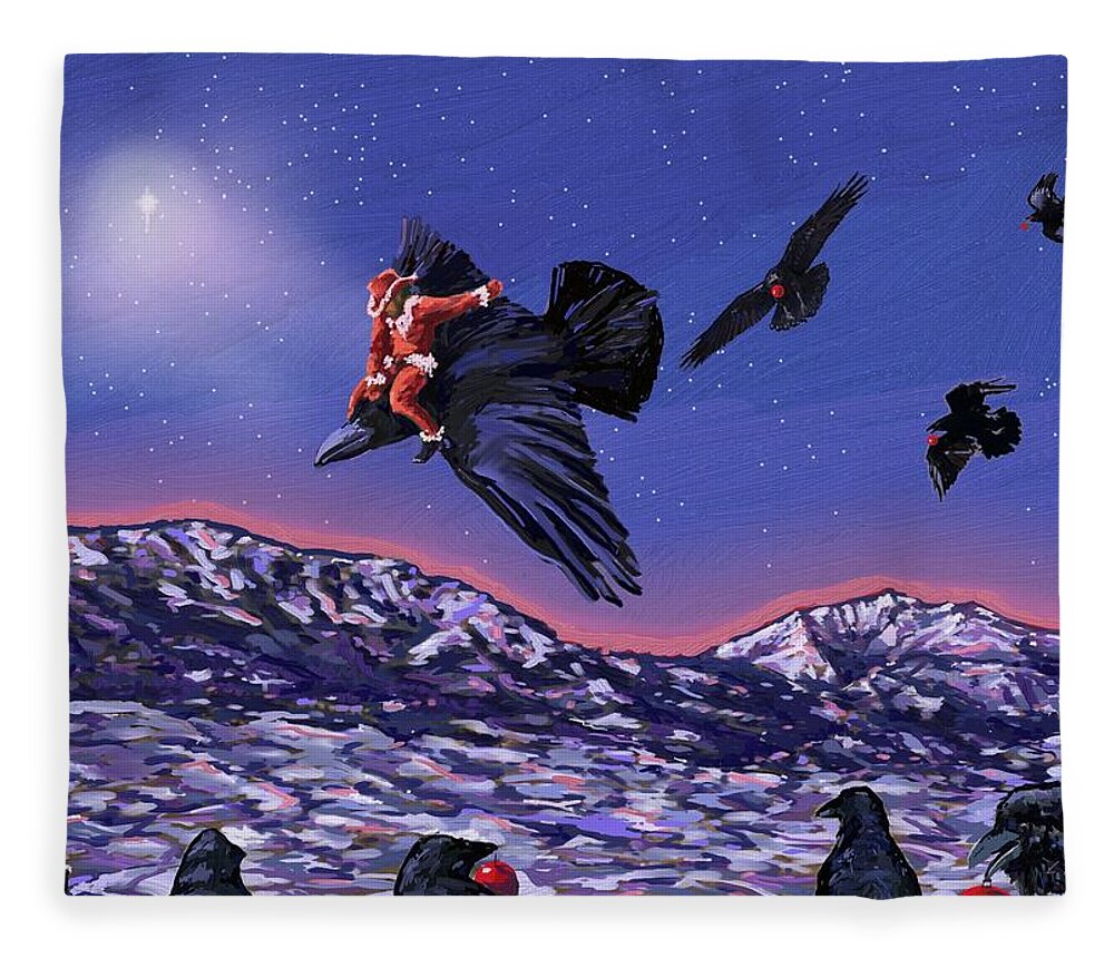 Xmas Fleece Blanket featuring the digital art Santa's Scout by Les Herman