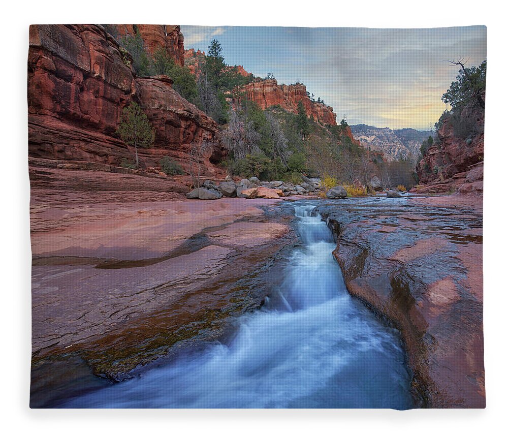 00565350 Fleece Blanket featuring the photograph Oak Creek In Coconino National Forest, Arizona by Tim Fitzharris