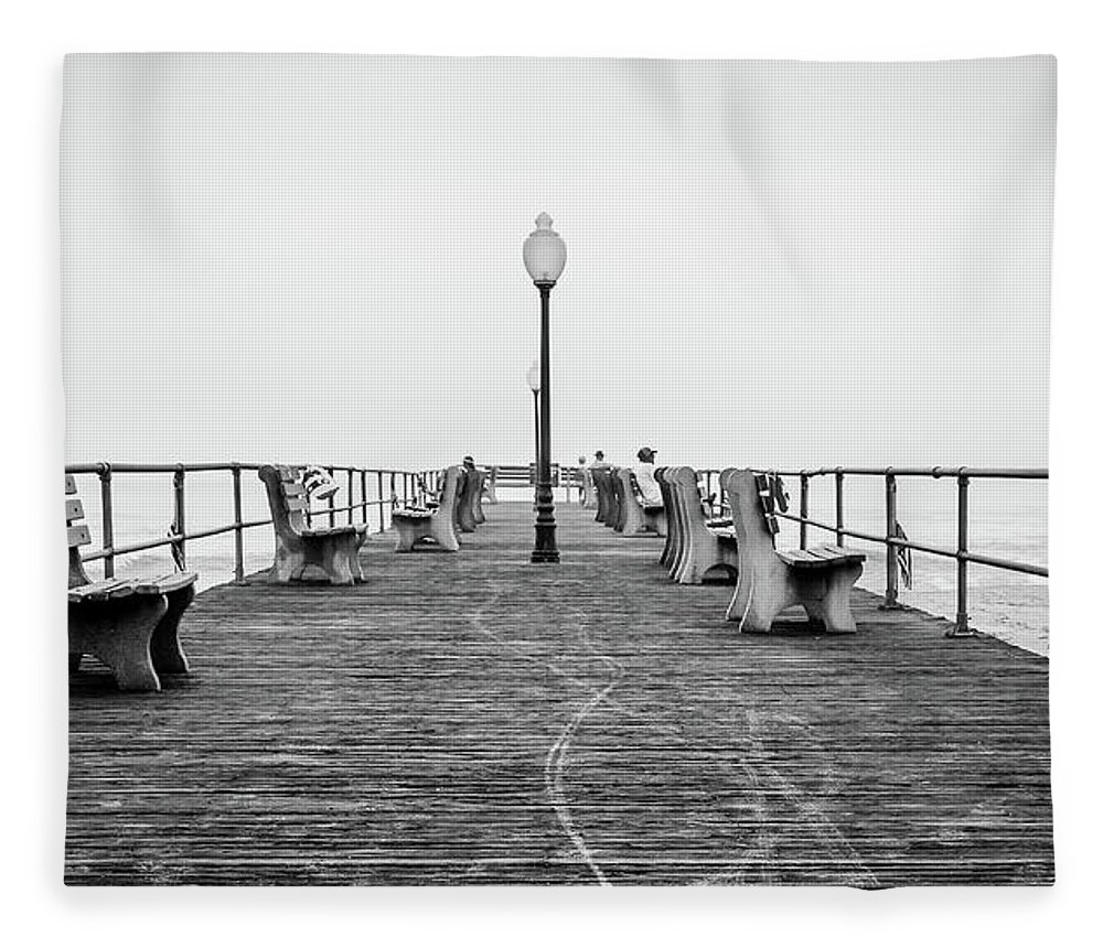 Beach Fleece Blanket featuring the photograph Ocean Grove Pier 1 by Steve Stanger