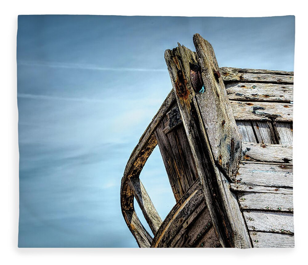 Dungeness Fleece Blanket featuring the photograph Old Abandoned Boat Landscape by Rick Deacon