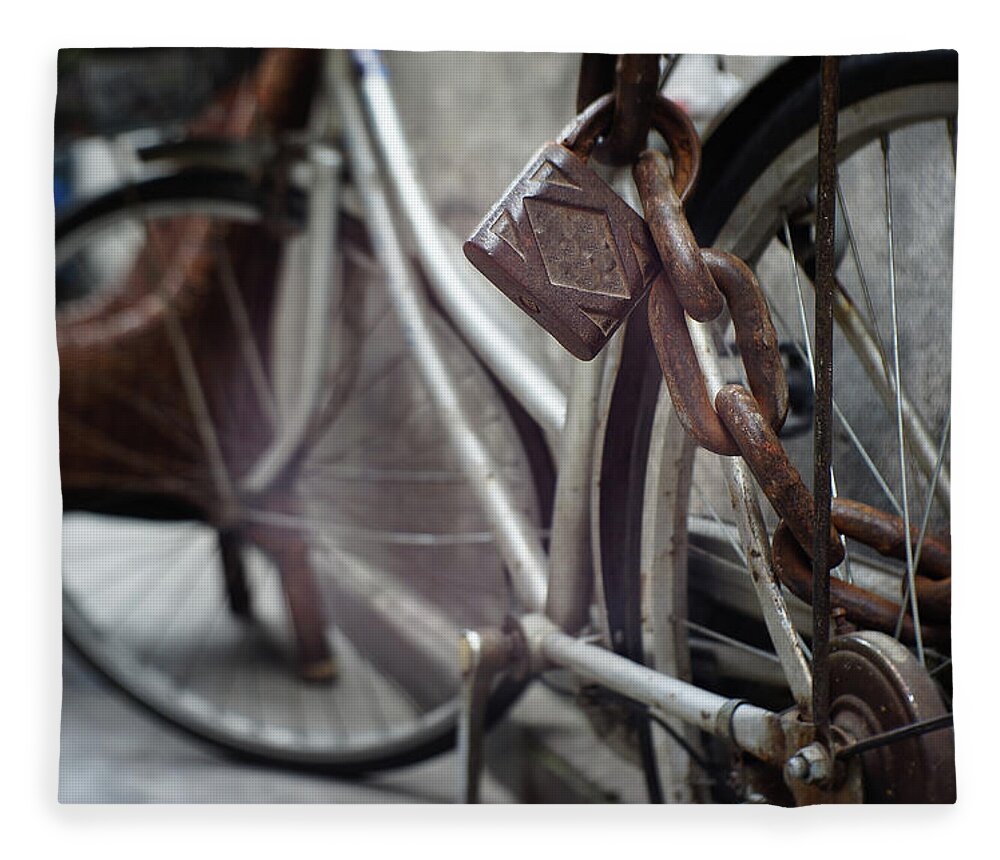 Security Fleece Blanket featuring the photograph Old Bike by Julien Ballet-baz Photography
