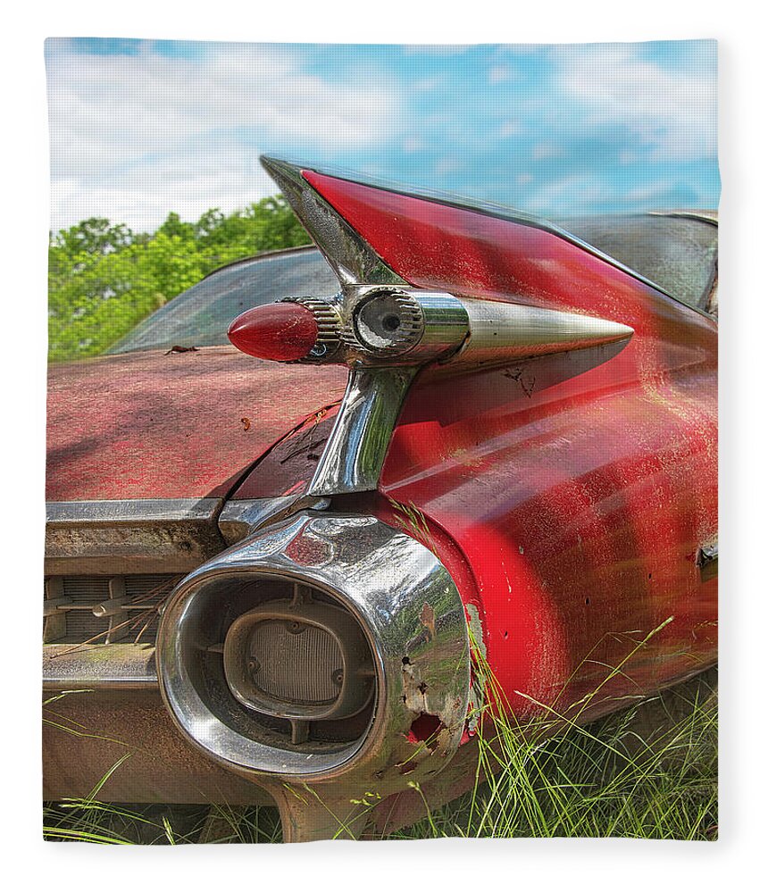 Old Car Fleece Blanket featuring the photograph Old Caddie by Minnie Gallman