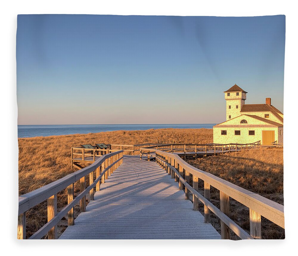 Water's Edge Fleece Blanket featuring the photograph Old Harbour Life Saving Museum, Race by Denistangneyjr