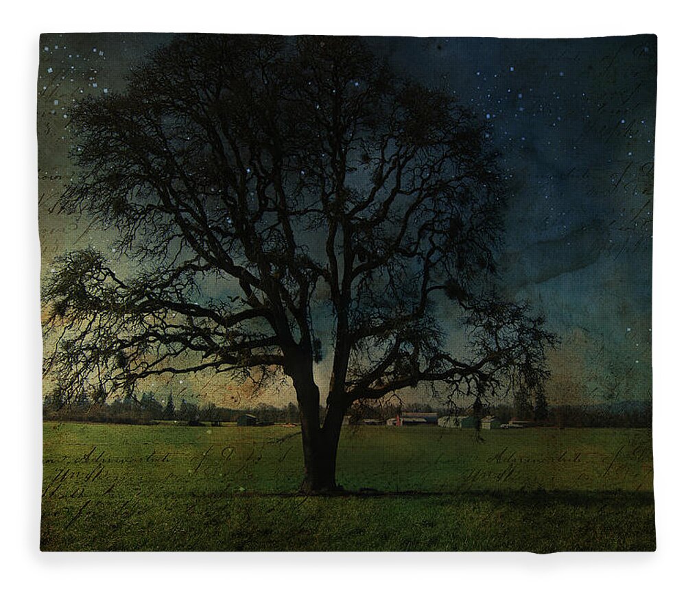 Photo Art Fleece Blanket featuring the photograph Old Oak Tree by Bonnie Bruno