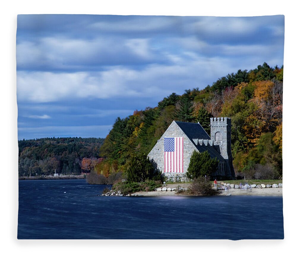 Old Stone Church Fleece Blanket featuring the photograph Old Stone Church in West Boylston by Jeff Folger