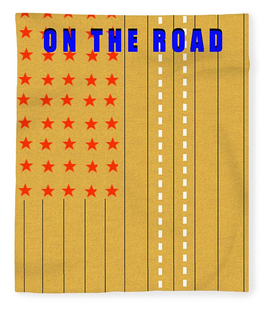 On The Road Jack Kerouac Fleece Blanket featuring the digital art On the road minimal book cover art by David Lee Thompson