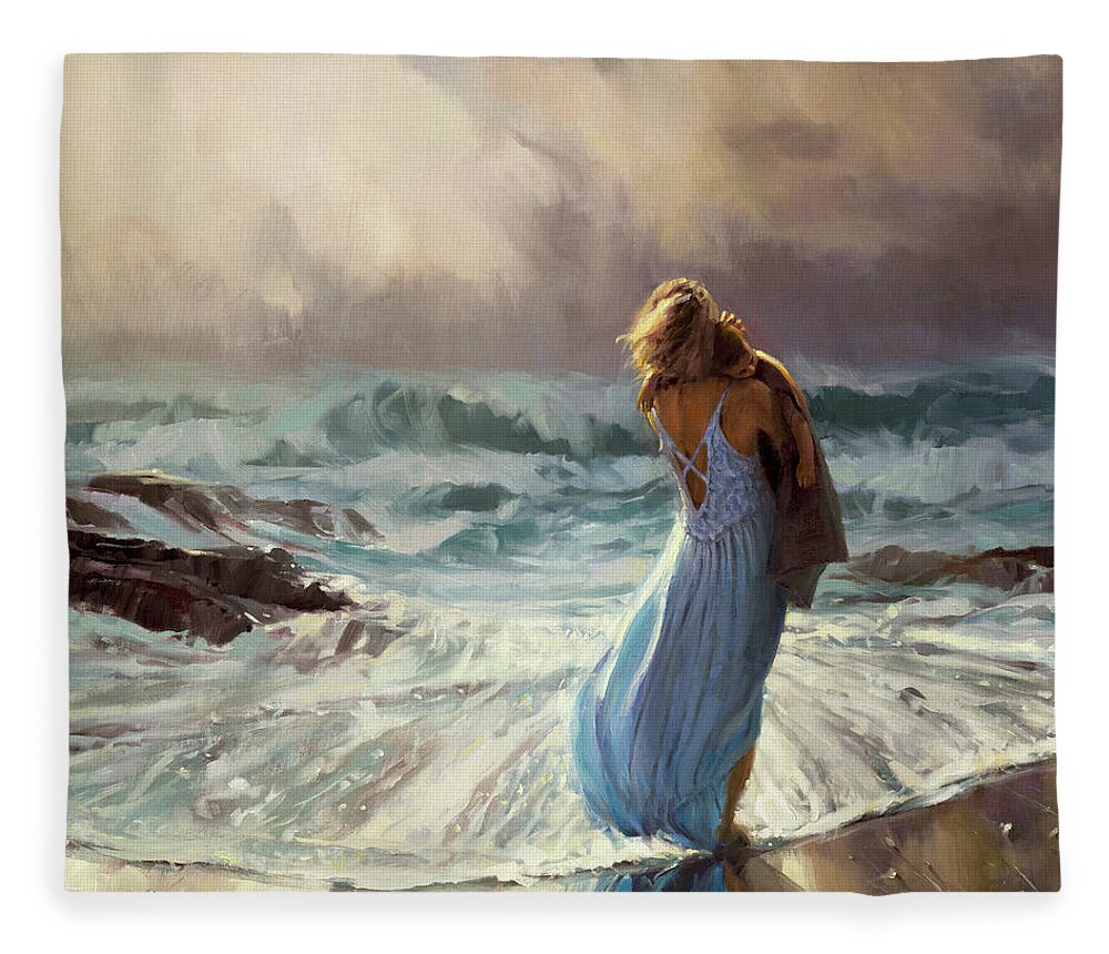 Ocean Fleece Blanket featuring the painting On Watch by Steve Henderson