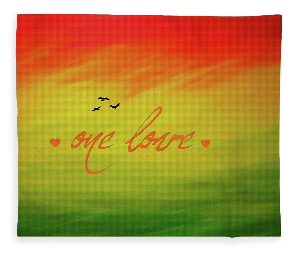 One Love Fleece Blanket featuring the painting One Love by Cyryn Fyrcyd