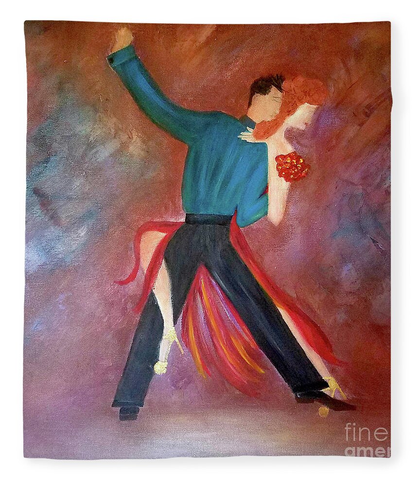 Tango Fleece Blanket featuring the painting One Step Closer by Artist Linda Marie