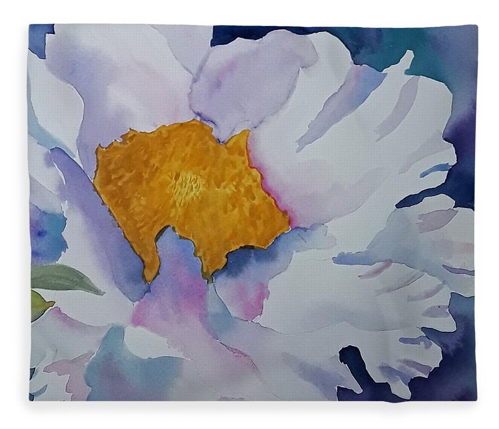 Floral Fleece Blanket featuring the painting One White Flower by Ann Frederick