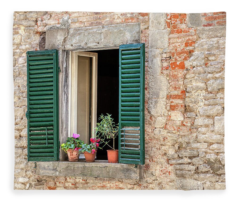 Window Fleece Blanket featuring the photograph Open Window of Cortona by David Letts