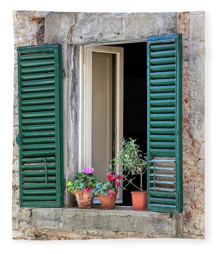 Window Fleece Blanket featuring the photograph Open Window of Tuscany by David Letts